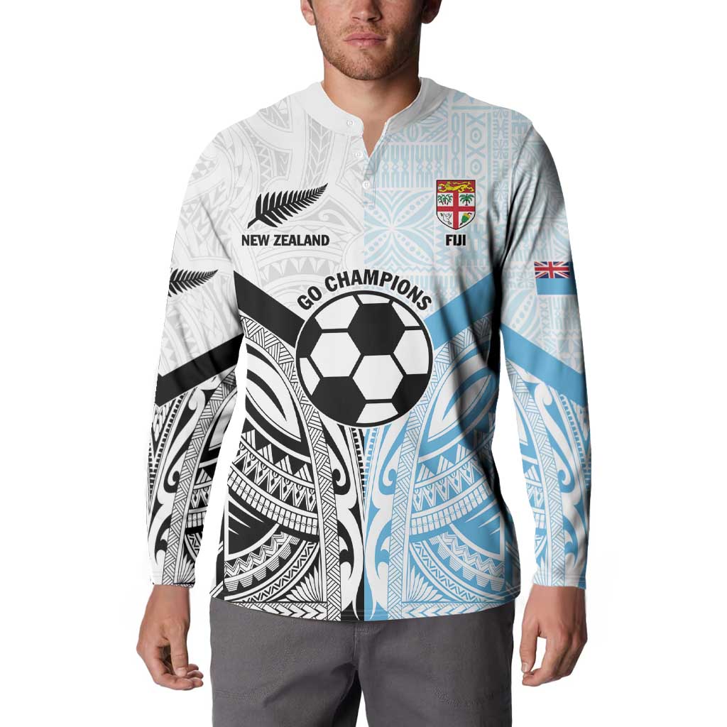 New Zealand-Fiji Football Custom Button Sweatshirt Together Go Champions