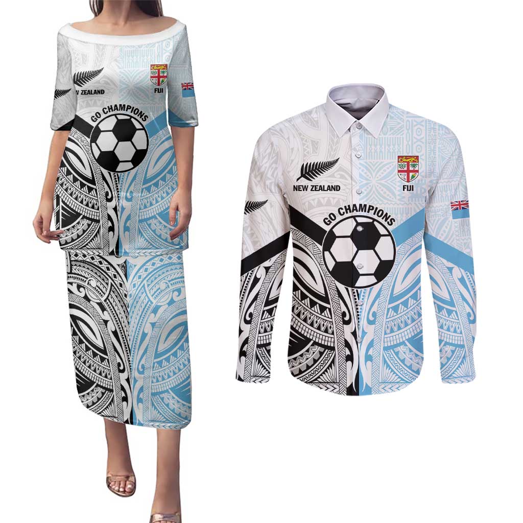 New Zealand-Fiji Football Custom Couples Matching Puletasi and Long Sleeve Button Shirt Together Go Champions