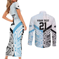 New Zealand-Fiji Football Custom Couples Matching Short Sleeve Bodycon Dress and Long Sleeve Button Shirt Together Go Champions