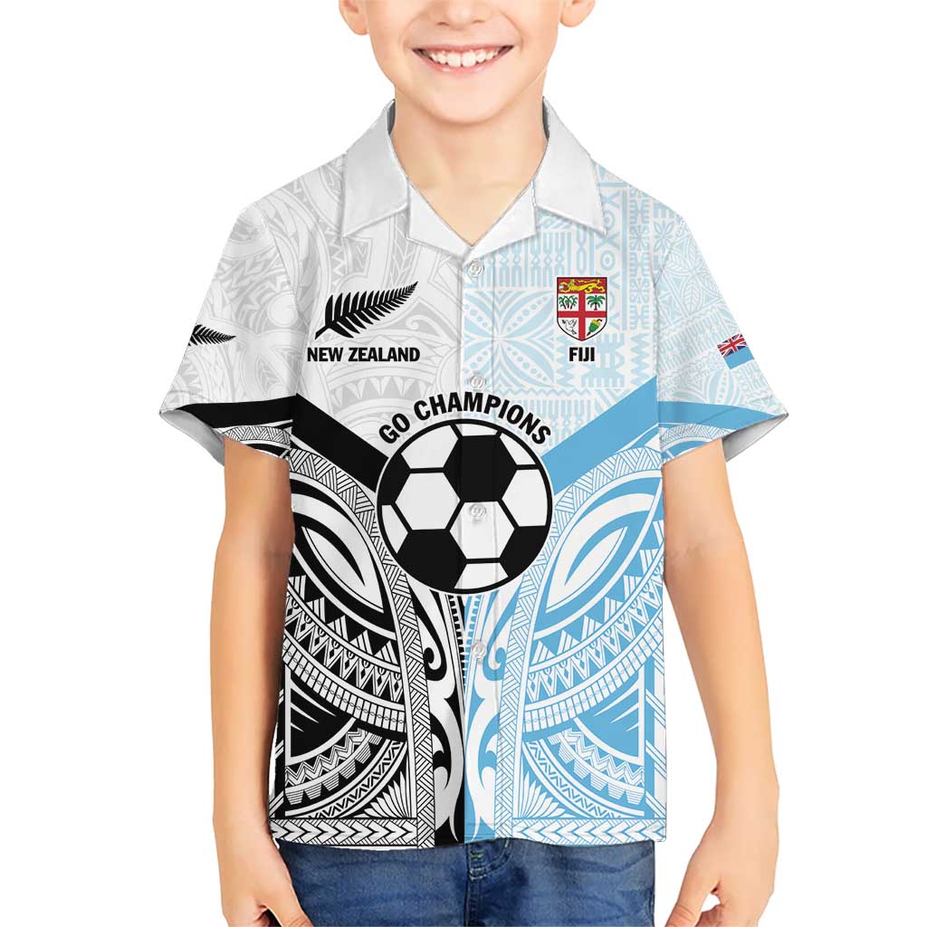 New Zealand-Fiji Football Custom Kid Hawaiian Shirt Together Go Champions