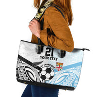 New Zealand-Fiji Football Custom Leather Tote Bag Together Go Champions