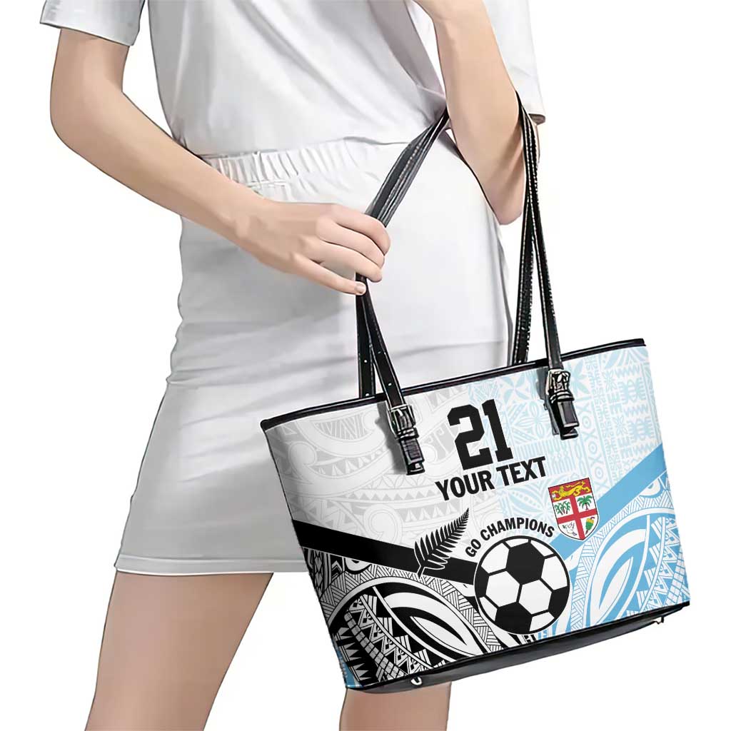 New Zealand-Fiji Football Custom Leather Tote Bag Together Go Champions