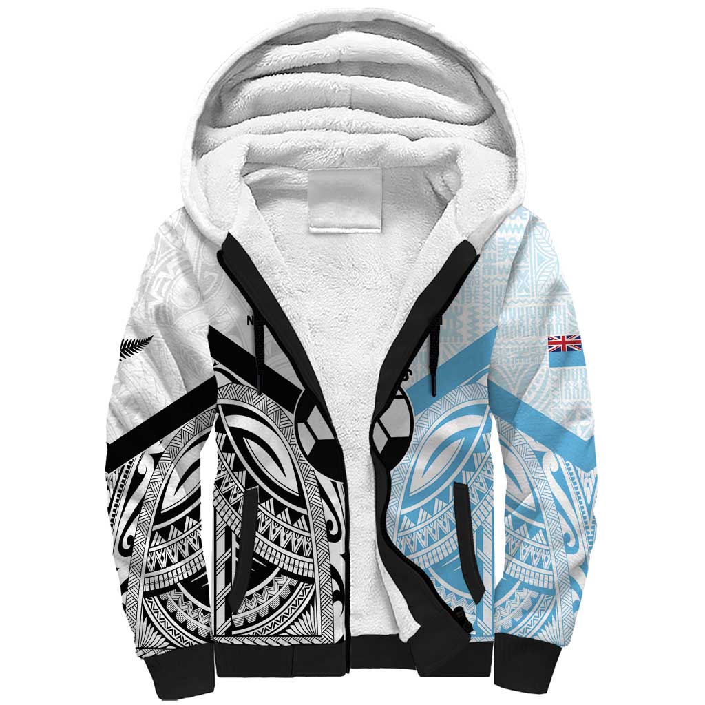 New Zealand-Fiji Football Custom Sherpa Hoodie Together Go Champions