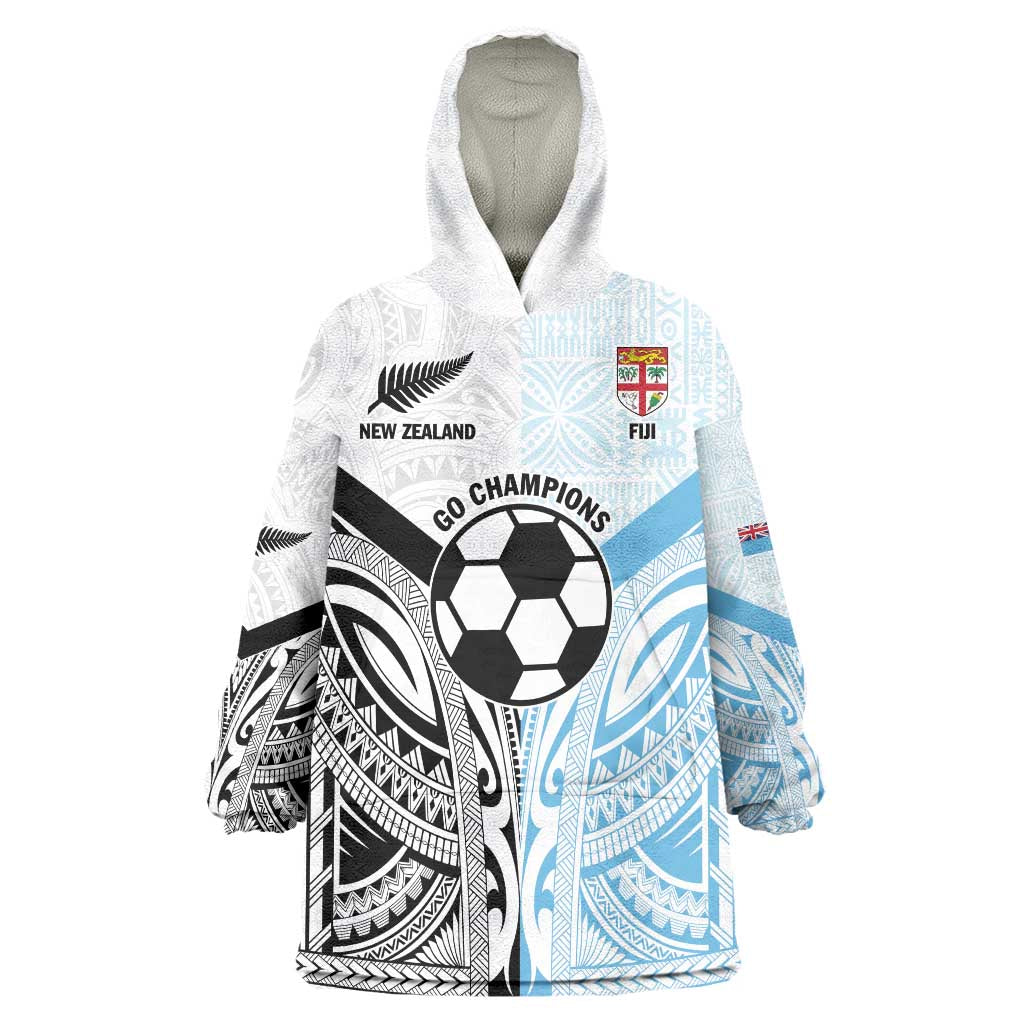 New Zealand-Fiji Football Custom Wearable Blanket Hoodie Together Go Champions