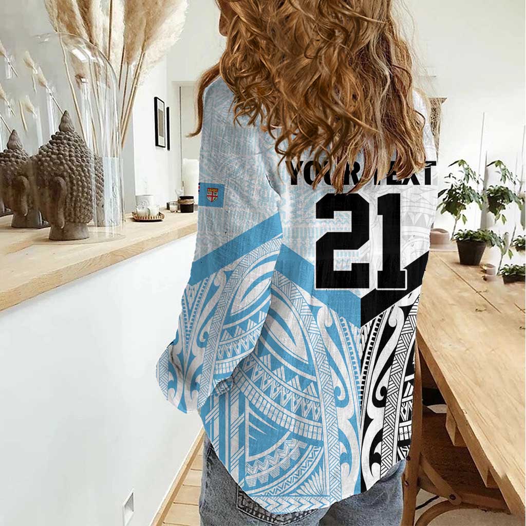 New Zealand-Fiji Football Custom Women Casual Shirt Together Go Champions