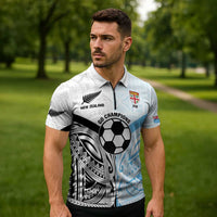 New Zealand-Fiji Football Custom Zipper Polo Shirt Together Go Champions - Polynesian Pride