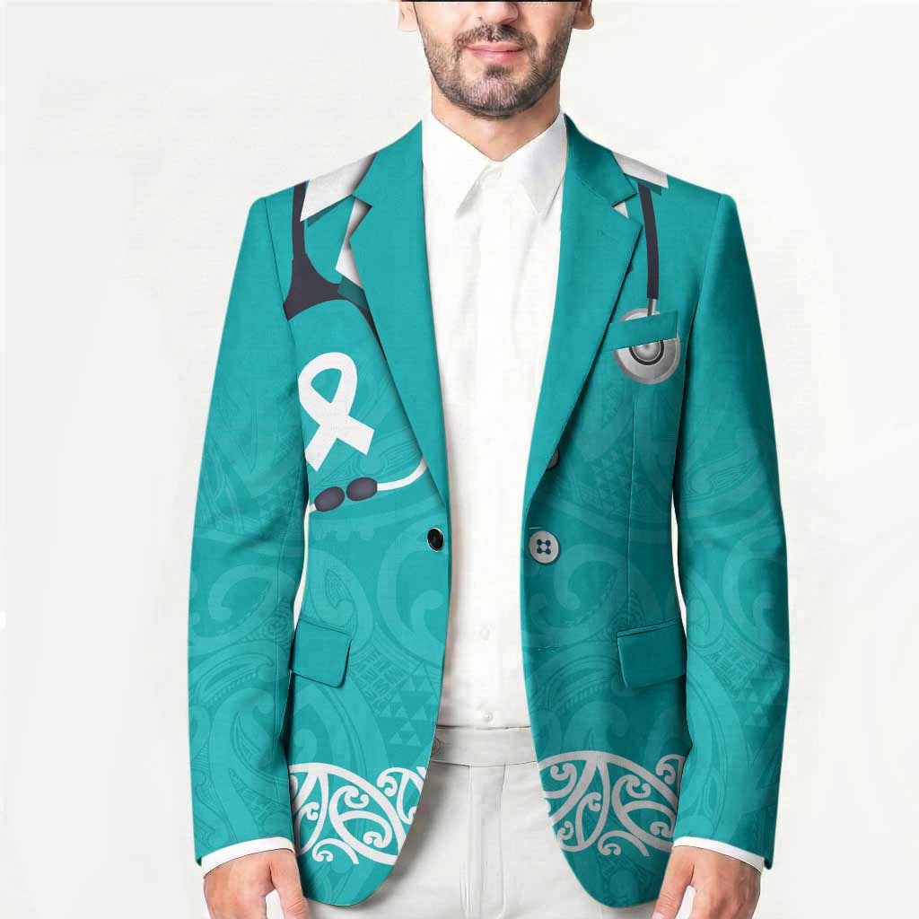 New Zealand Nurses Week Blazer Maori Kowhaiwhai Cyan Tribal LT9 - Polynesian Pride