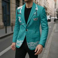 New Zealand Nurses Week Blazer Maori Kowhaiwhai Cyan Tribal LT9 - Polynesian Pride
