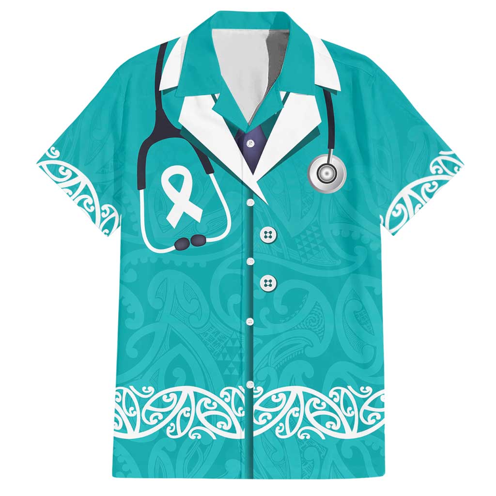 New Zealand Nurses Week Hawaiian Shirt Maori Kowhaiwhai Cyan Tribal LT9 Cyan - Polynesian Pride