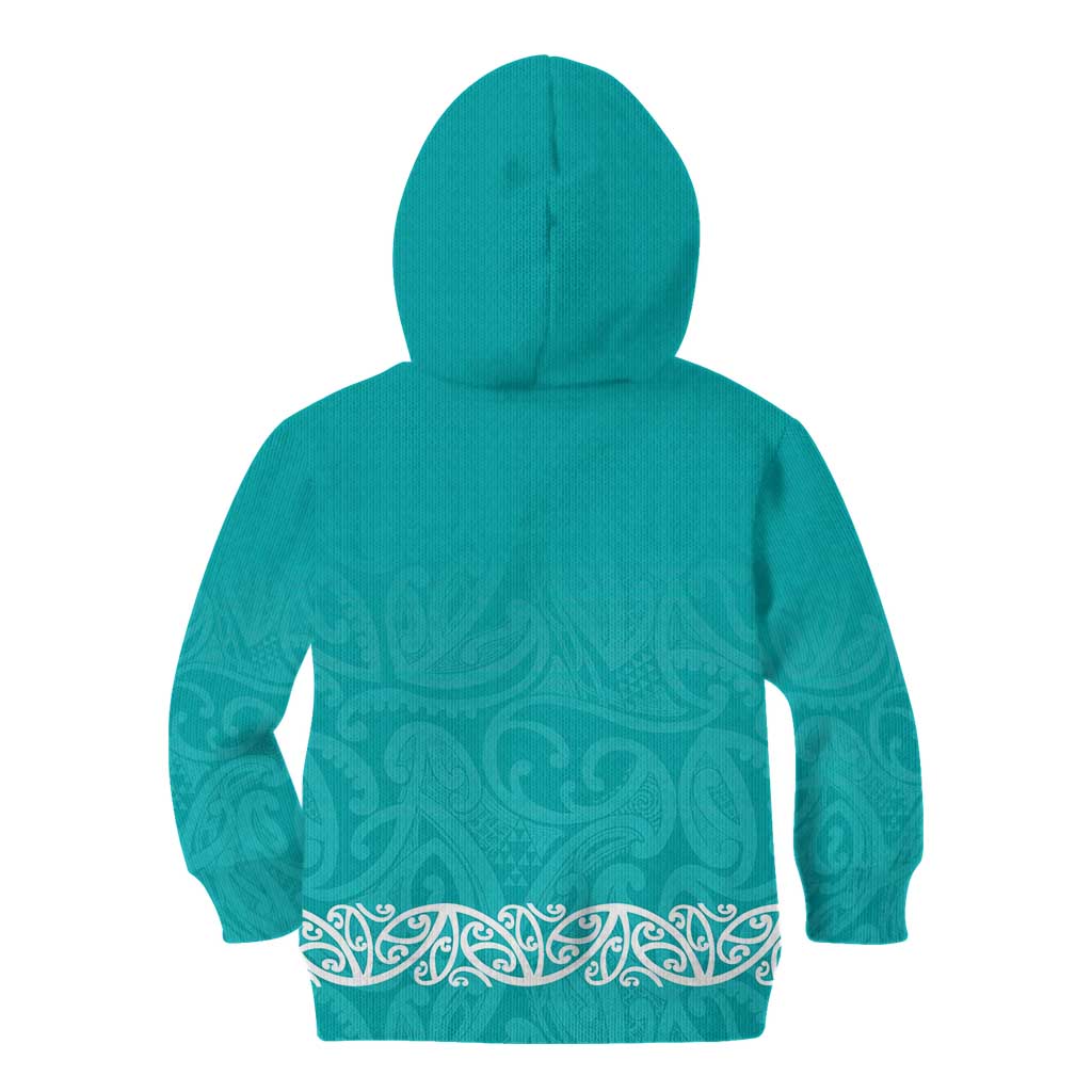 New Zealand Nurses Week Kid Hoodie Maori Kowhaiwhai Cyan Tribal