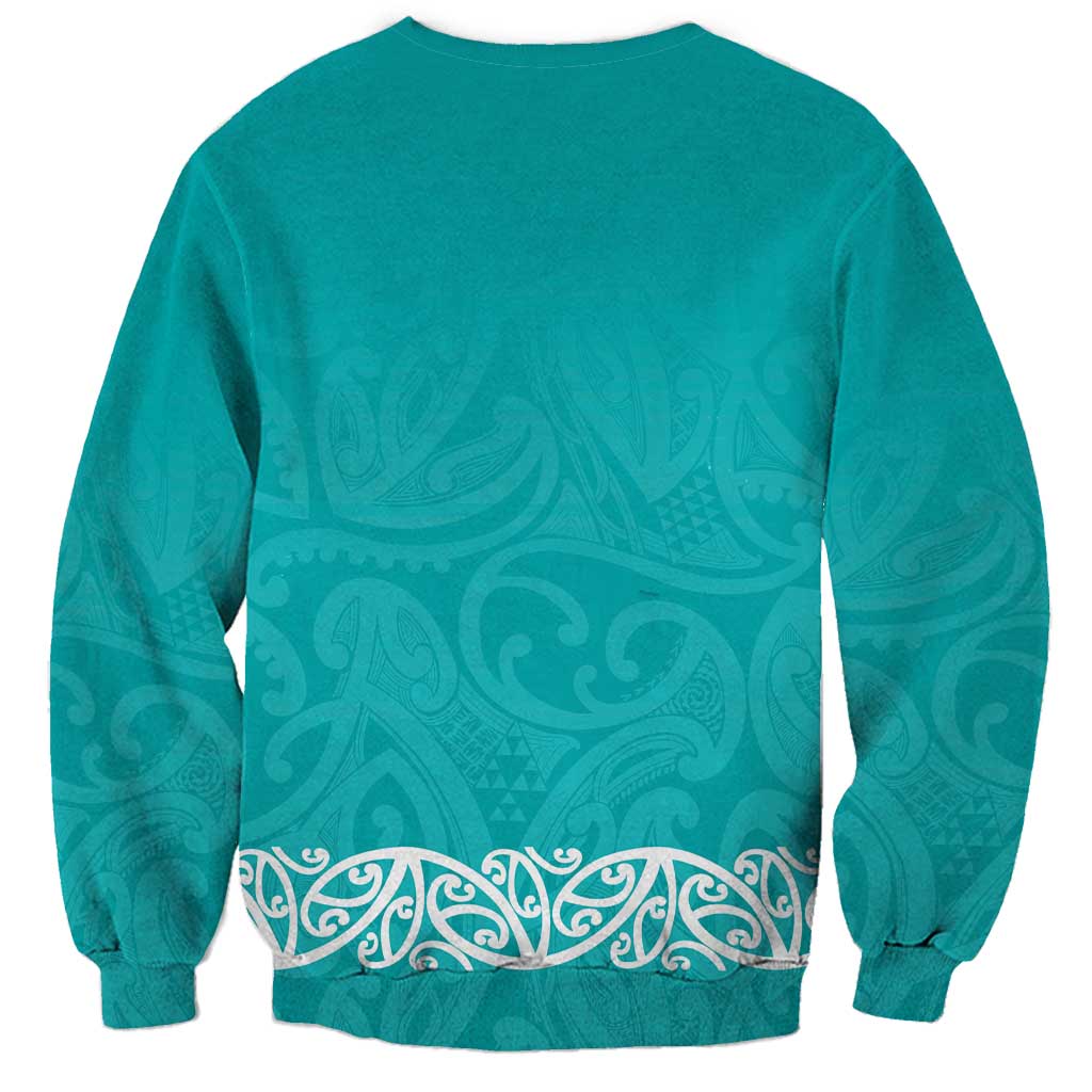 New Zealand Nurses Week Sweatshirt Maori Kowhaiwhai Cyan Tribal LT9 - Polynesian Pride