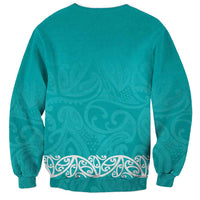 New Zealand Nurses Week Sweatshirt Maori Kowhaiwhai Cyan Tribal LT9 - Polynesian Pride