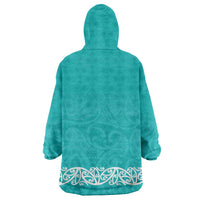 New Zealand Nurses Week Wearable Blanket Hoodie Maori Kowhaiwhai Cyan Tribal