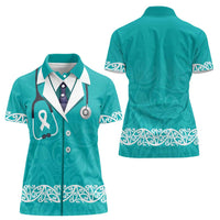 New Zealand Nurses Week Women Polo Shirt Maori Kowhaiwhai Cyan Tribal