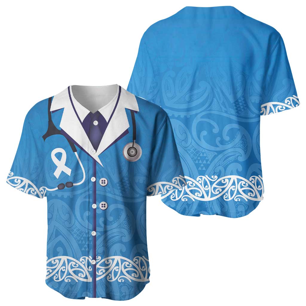 New Zealand Nurses Week Baseball Jersey Maori Kowhaiwhai Blue Tribal LT9 - Polynesian Pride