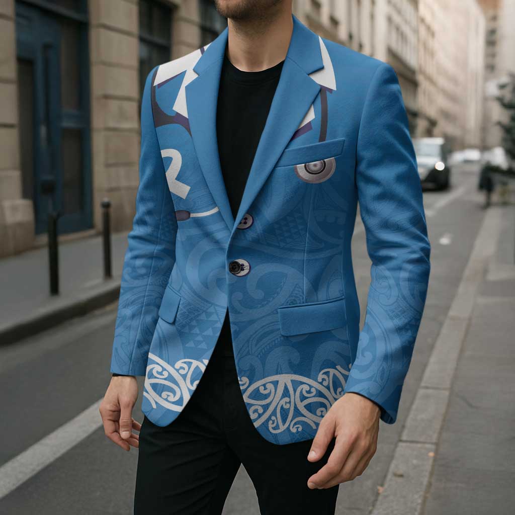 New Zealand Nurses Week Blazer Maori Kowhaiwhai Blue Tribal LT9 - Polynesian Pride