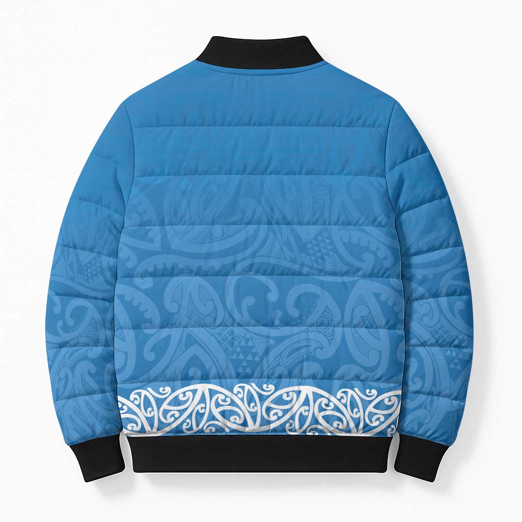New Zealand Nurses Week Bomber Puffer Jacket Maori Kowhaiwhai Blue Tribal LT9 - Polynesian Pride