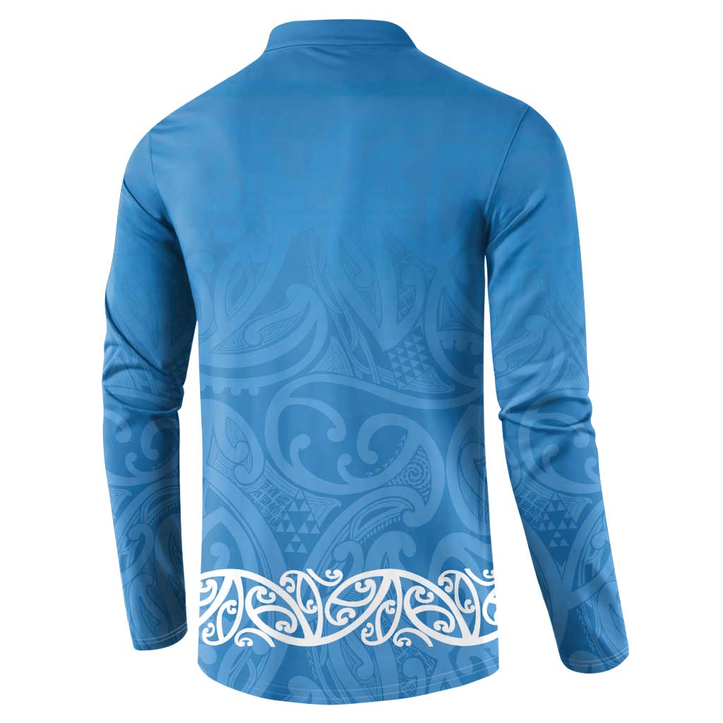 New Zealand Nurses Week Button Sweatshirt Maori Kowhaiwhai Blue Tribal LT9 - Polynesian Pride