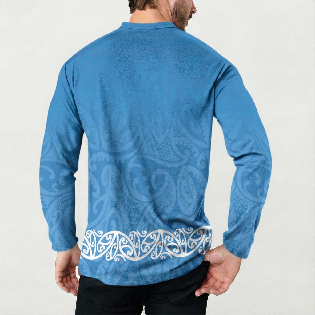 New Zealand Nurses Week Button Sweatshirt Maori Kowhaiwhai Blue Tribal LT9 - Polynesian Pride