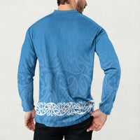 New Zealand Nurses Week Button Sweatshirt Maori Kowhaiwhai Blue Tribal LT9 - Polynesian Pride