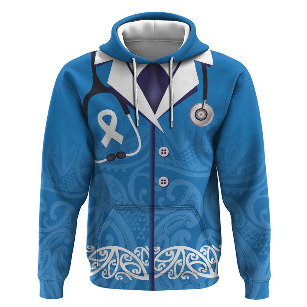New Zealand Nurses Week Hoodie Maori Kowhaiwhai Blue Tribal LT9 Pullover Hoodie Blue - Polynesian Pride