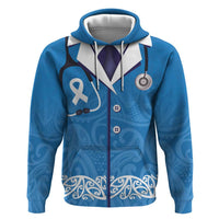 New Zealand Nurses Week Hoodie Maori Kowhaiwhai Blue Tribal LT9 Pullover Hoodie Blue - Polynesian Pride