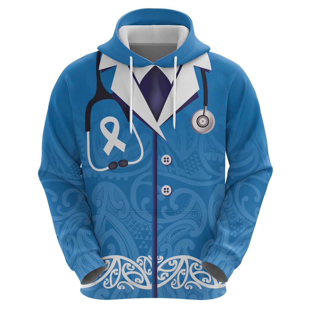 New Zealand Nurses Week Hoodie Maori Kowhaiwhai Blue Tribal LT9 - Polynesian Pride
