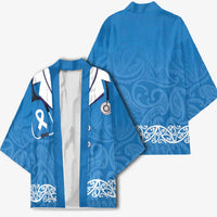 New Zealand Nurses Week Kimono Maori Kowhaiwhai Blue Tribal LT9 - Polynesian Pride