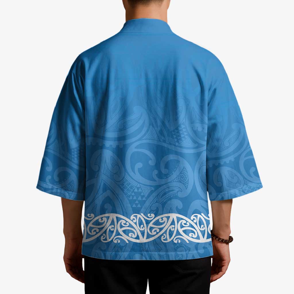New Zealand Nurses Week Kimono Maori Kowhaiwhai Blue Tribal LT9 - Polynesian Pride