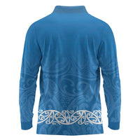 New Zealand Nurses Week Long Sleeve Polo Shirt Maori Kowhaiwhai Blue Tribal
