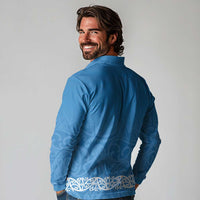 New Zealand Nurses Week Long Sleeve Polo Shirt Maori Kowhaiwhai Blue Tribal