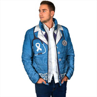 New Zealand Nurses Week Padded Jacket Maori Kowhaiwhai Blue Tribal LT9 - Polynesian Pride