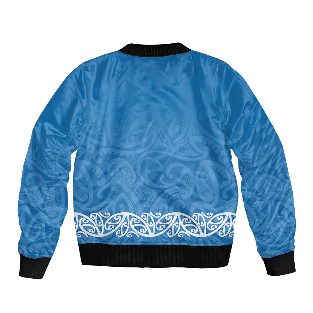 New Zealand Nurses Week Sleeve Zip Bomber Jacket Maori Kowhaiwhai Blue Tribal LT9 - Polynesian Pride