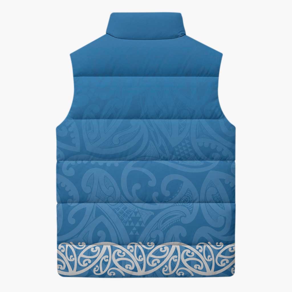 New Zealand Nurses Week Sleeveless Puffer Jacket Maori Kowhaiwhai Blue Tribal LT9 - Polynesian Pride