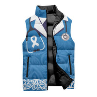 New Zealand Nurses Week Sleeveless Puffer Jacket Maori Kowhaiwhai Blue Tribal LT9 - Polynesian Pride