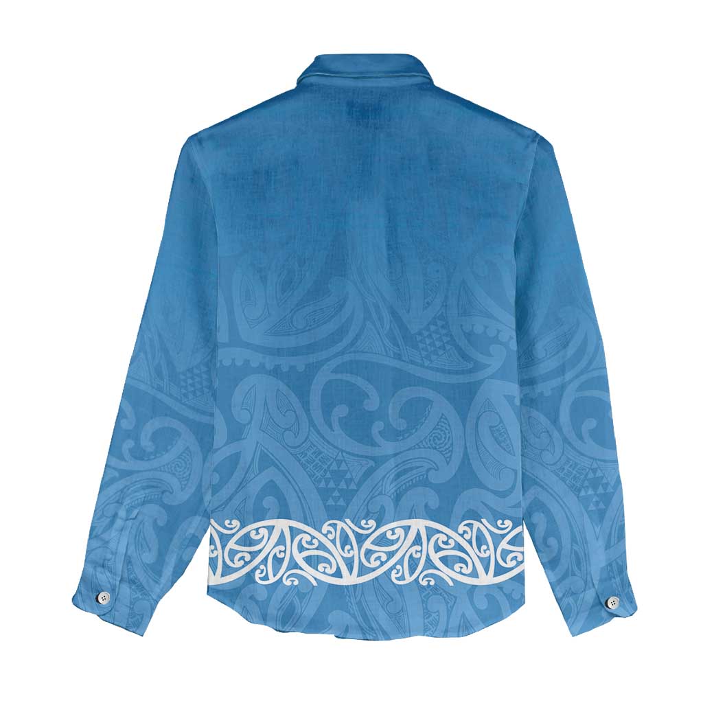 New Zealand Nurses Week Women Casual Shirt Maori Kowhaiwhai Blue Tribal