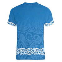 New Zealand Nurses Week Women V-Neck T-Shirt Maori Kowhaiwhai Blue Tribal