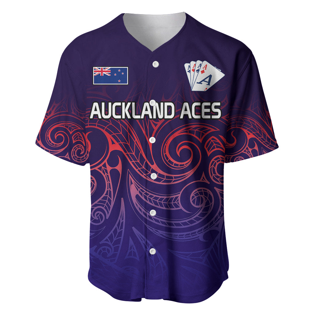 New Zealand Auckland Cricket Baseball Jersey Maori Traditional Ethnic Style LT9 Gradient - Polynesian Pride