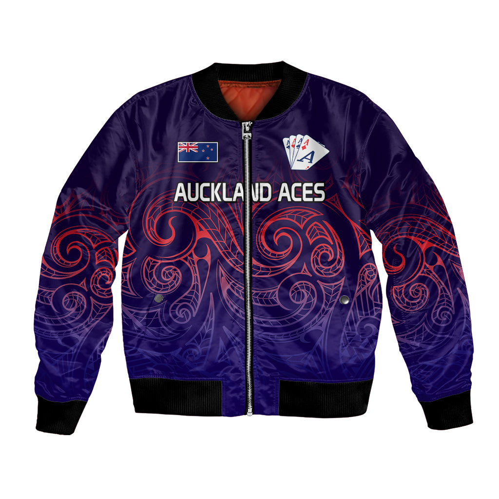 New Zealand Auckland Cricket Bomber Jacket Maori Traditional Ethnic Style LT9 Unisex Gradient - Polynesian Pride