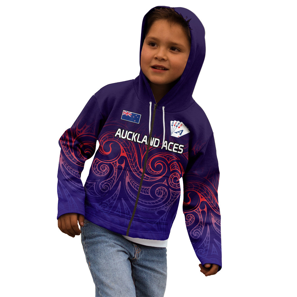 New Zealand Auckland Cricket Kid Hoodie Maori Traditional Ethnic Style LT9 - Polynesian Pride