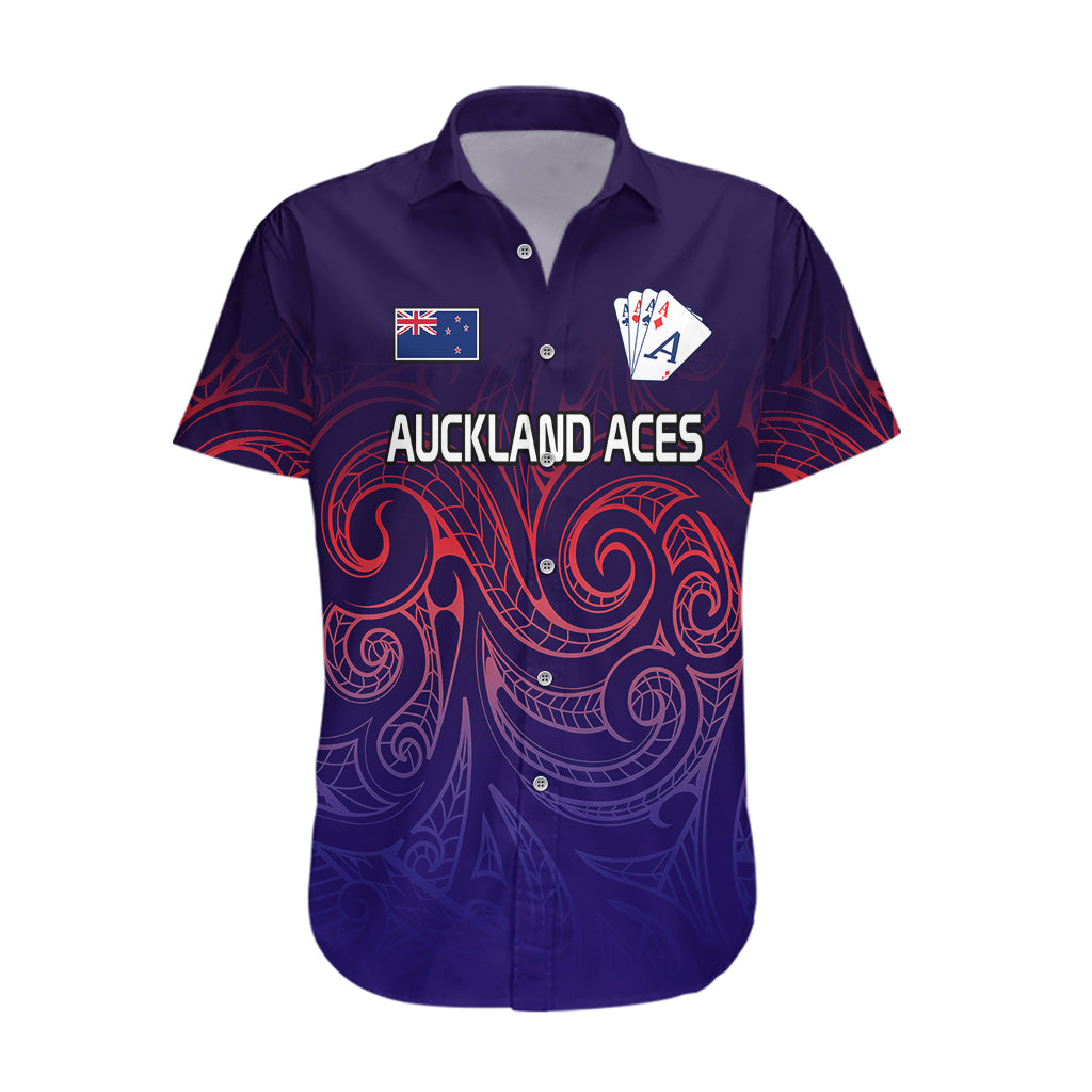 (Custom Text And Number) New Zealand Auckland Cricket Hawaiian Shirt Maori Traditional Ethnic Style LT9 Gradient - Polynesian Pride