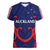 New Zealand Auckland Cricket Women V Neck T Shirt Polynesian with Maori Koru LT9 Female Blue - Polynesian Pride