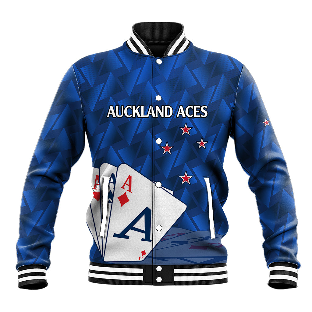 New Zealand Cricket Baseball Jacket Auckland Aces Sporty Style LT9 Unisex Blue - Polynesian Pride