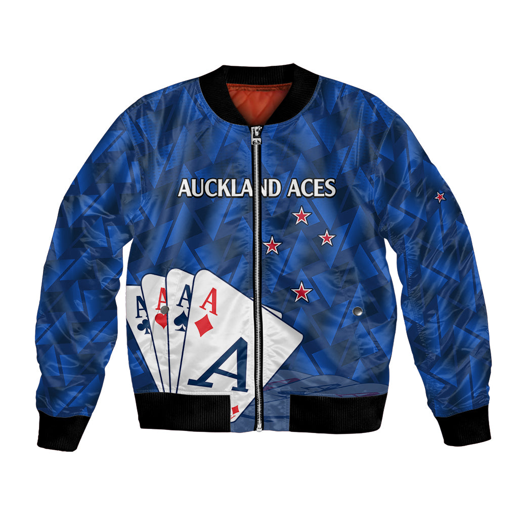 New Zealand Cricket Bomber Jacket Auckland Aces Sporty Style LT9 Unisex Blue - Polynesian Pride