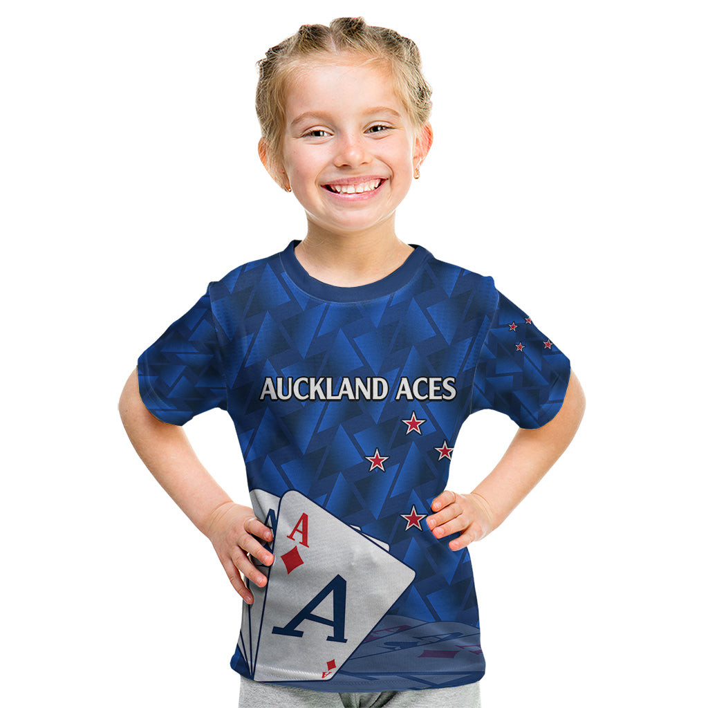 New Zealand Cricket Kid T Shirt Auckland Aces Sporty Style LT9 Blue - Polynesian Pride