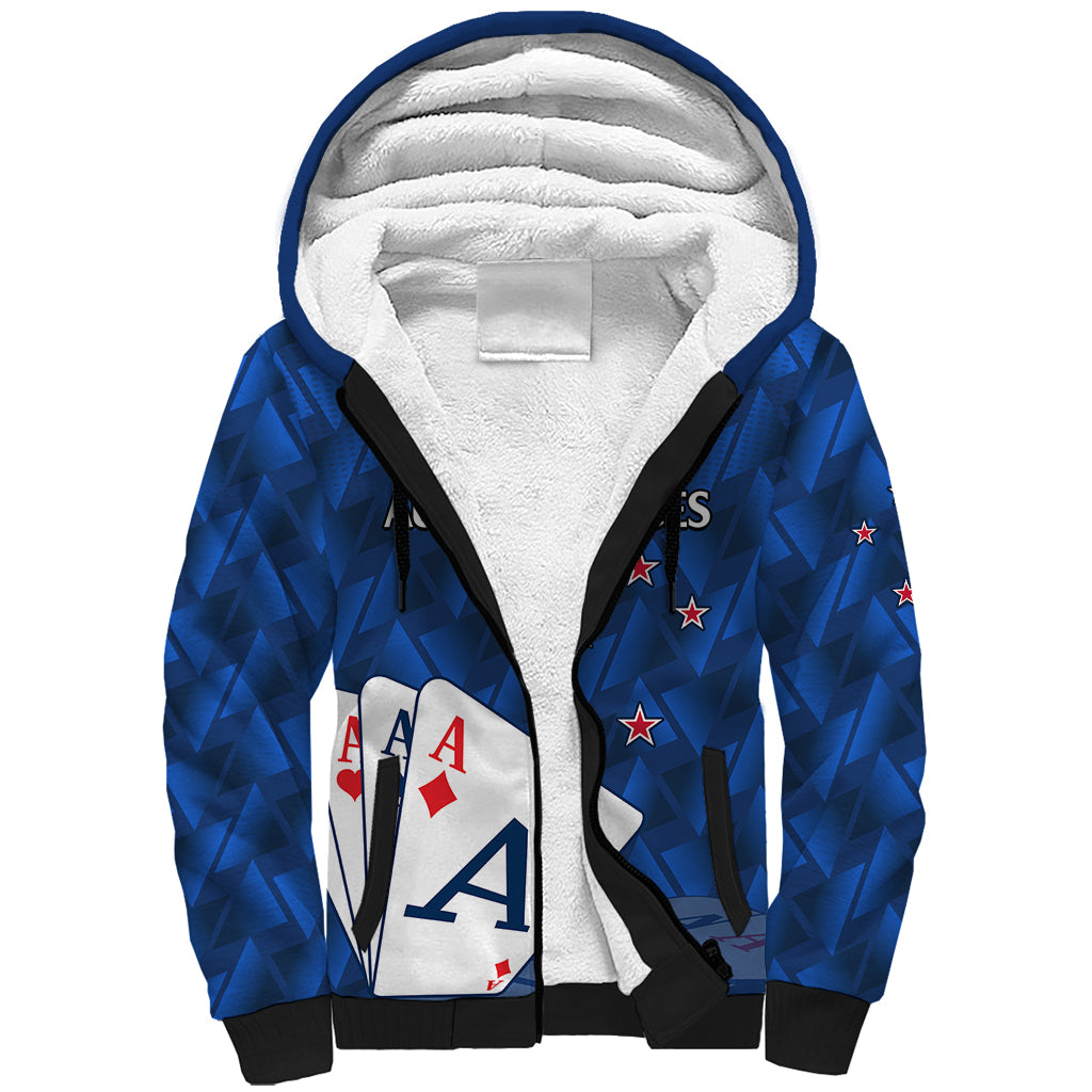 New Zealand Cricket Sherpa Hoodie Auckland Aces Sporty Style LT9 Unisex Blue - Polynesian Pride