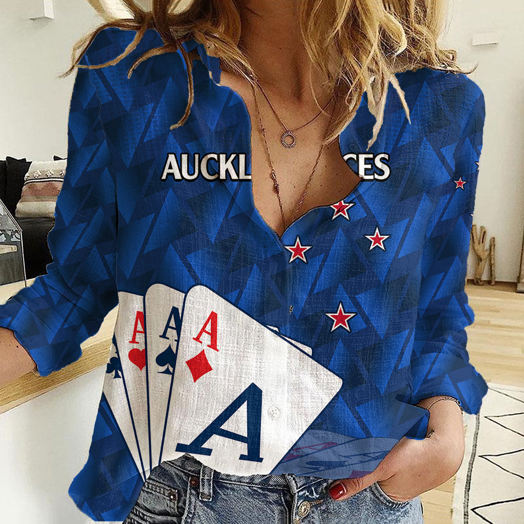 New Zealand Cricket Women Casual Shirt Auckland Aces Sporty Style LT9 Female Blue - Polynesian Pride