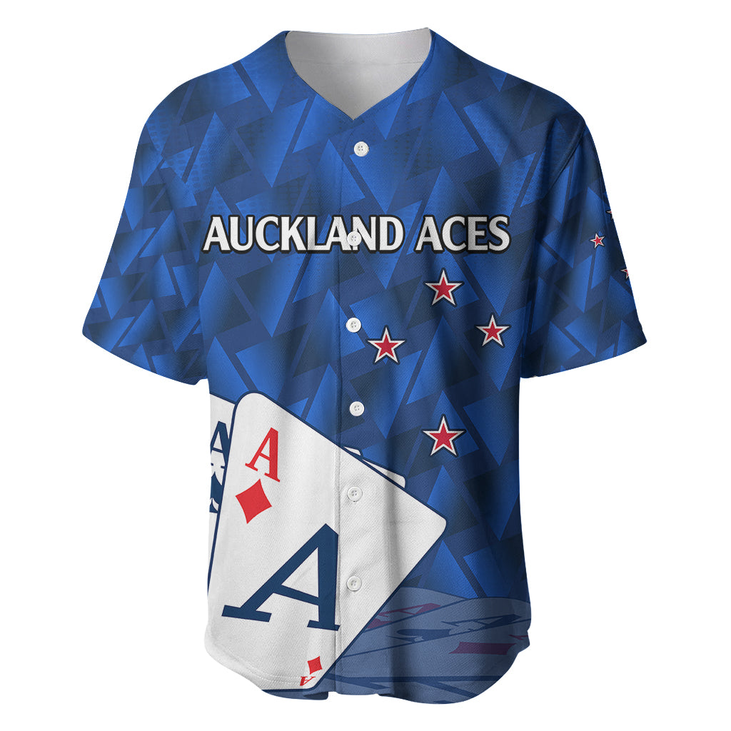 (Custom Text And Number) New Zealand Cricket Baseball Jersey Auckland Aces Sporty Style LT9 Blue - Polynesian Pride