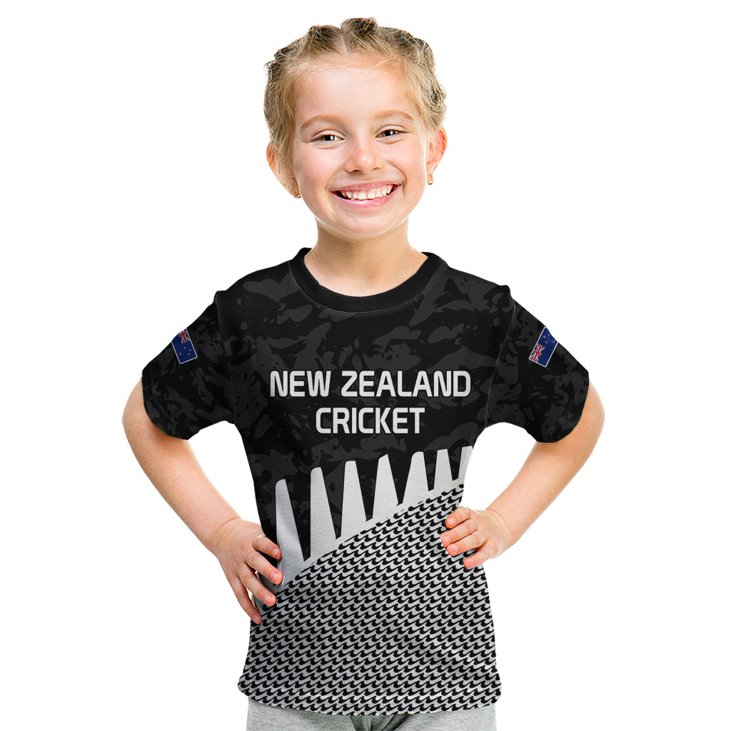 New Zealand Cricket Kid T Shirt Black Cap Sporty Style No1 LT9 Black - Polynesian Pride