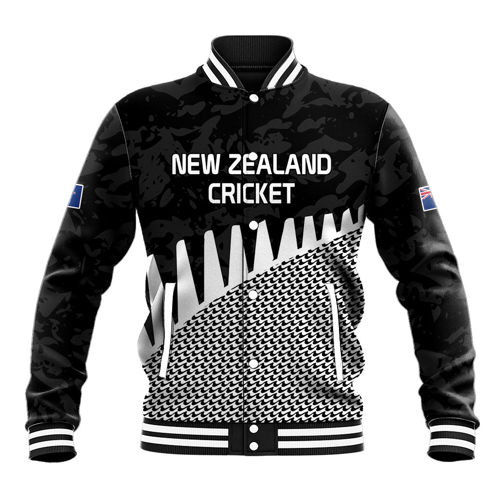 (Custom Text And Number) New Zealand Cricket Baseball Jacket Black Cap Sporty Style No1 LT9 Unisex Black - Polynesian Pride